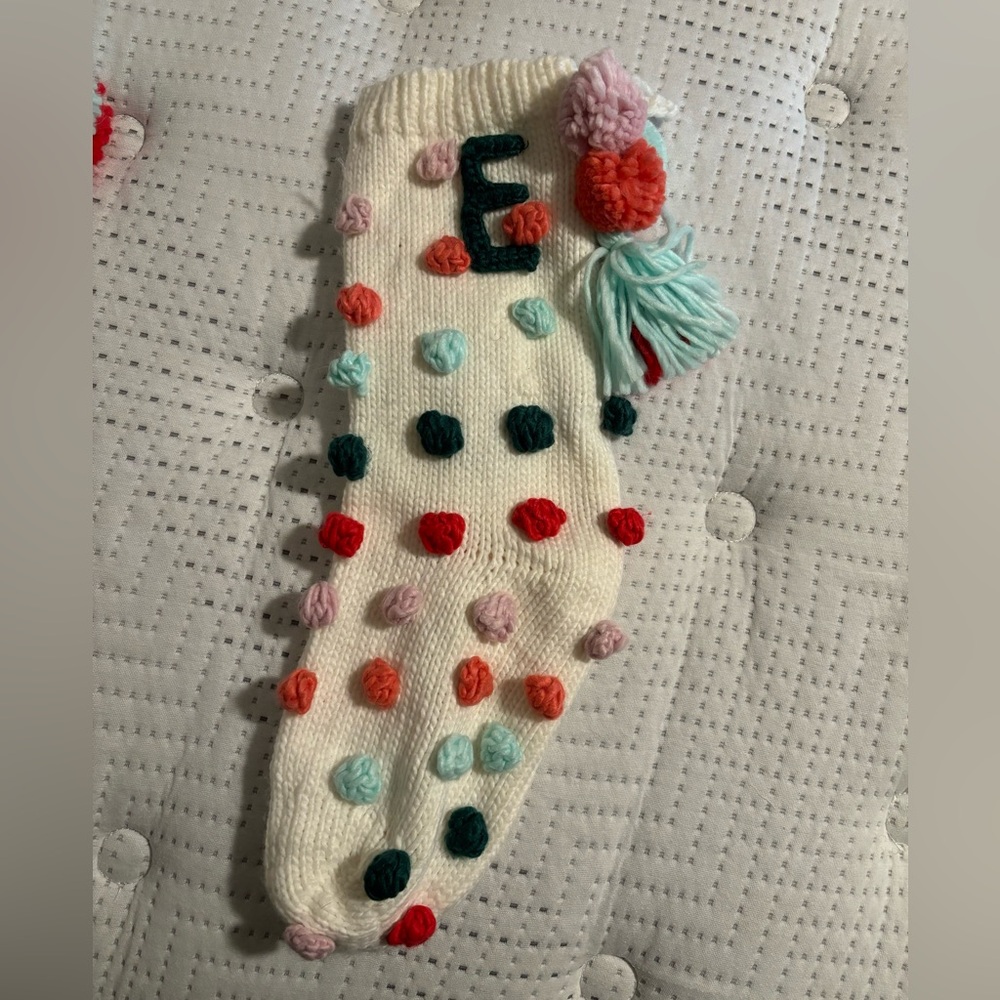 Anthropologie E Monogram Pom Stocking